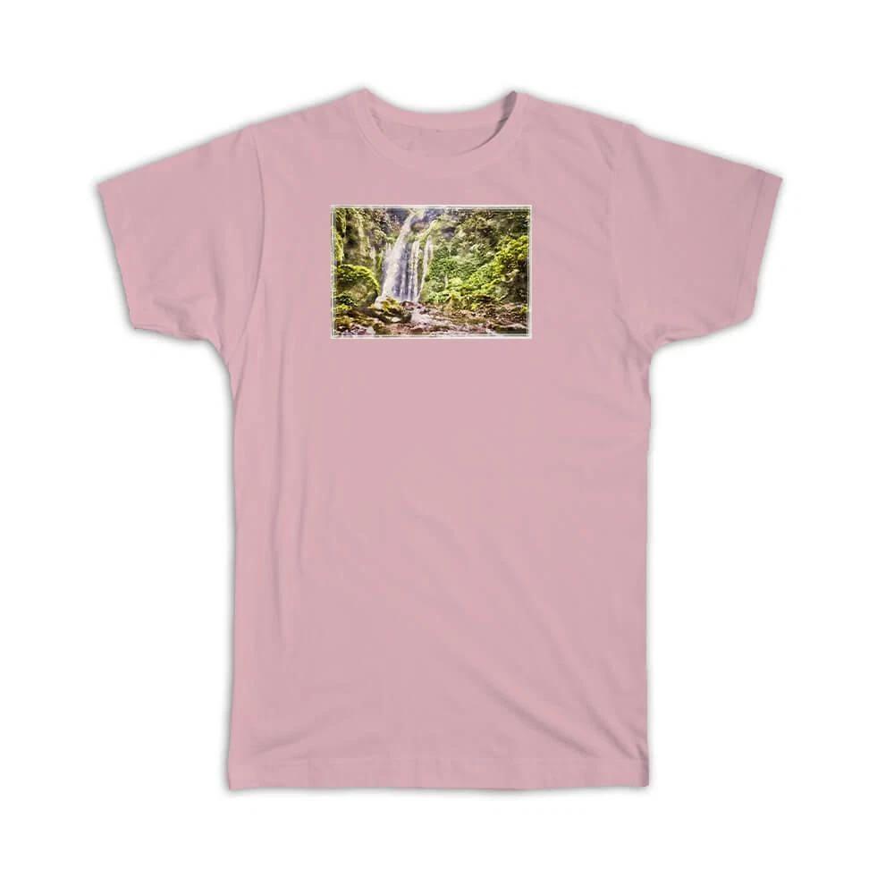 Gift T-Shirt : Indonesia Watercolor Waterfall 4XL