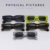 2pcs New High Square Sunglasses Fashion Eyeglasses Men's Punk Rectangle Design Sun Glasses Retro Quality Rivet Glasses UV400