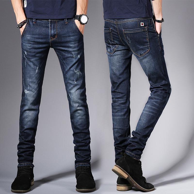 Blugi Bărbați Stretch Slim Casual Modele bărbați Tide Pantaloni băieți Picioare mici Modele de primăvară și toamnă Pantaloni