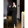 Women's French Retro Corduroy Two-Piece: Doll Collar Short Coat & Slim Long Skirt In Autumn Contrast Colors