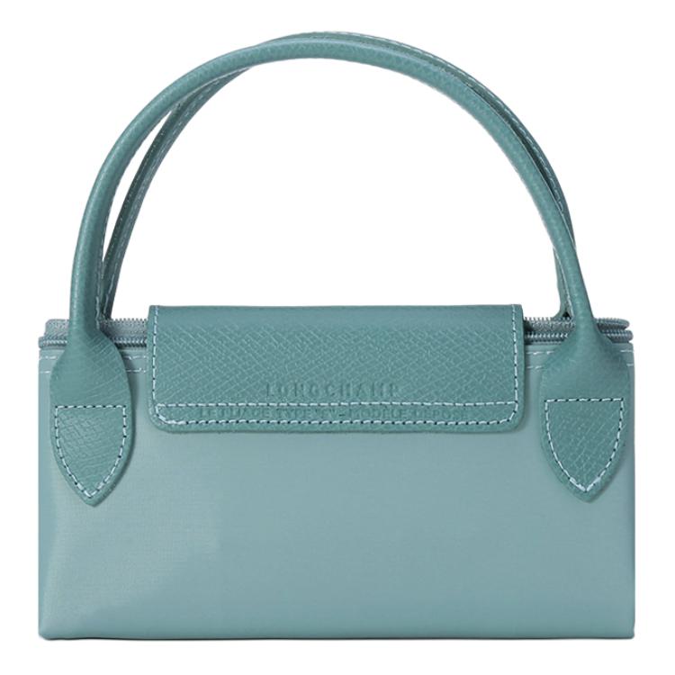 LONGCHAMP Le Pliage Green Recycled Canvas With Leather Handbag Small Womens Lake Blue