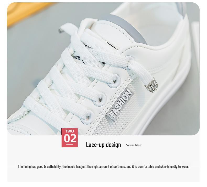 White Children's Canvas Shoes, Spring/Summer 2025: Trendy, Versatile, Breathable Mesh