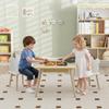 3-Piece Children's Table and Chair Set, Natural Wood, Reversible Tabletop, Storage