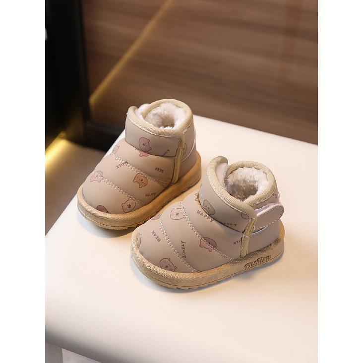 Winter warm toddler shoes for one-year-old girls, soft-soled toddler shoes for boys, baby shoes with plush lining and thickened design6-12Months