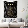 Black and Gold Psychedelic Moon Mushroom Wall Hanging Decor Fabric Tapestry
