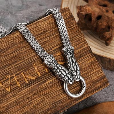 Viking Hadí Hlava Nerezová Ocel Punkový Náramek Náhrdelník