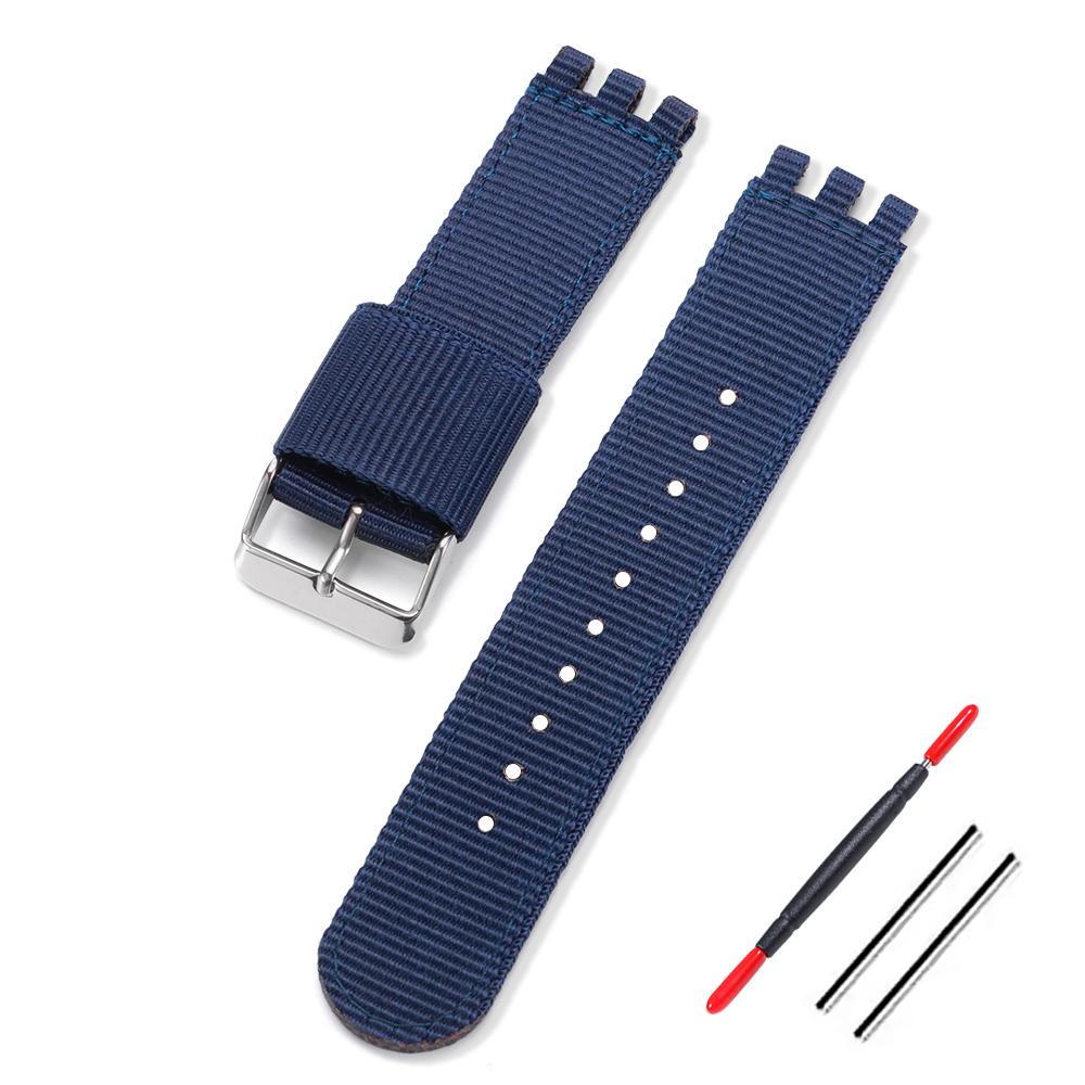 17mm 19mm 20mm Nylon Canvas Watch Band for Swatch Replacement Strap for Military Sports Army Green Wristband Men Women Bracelets
