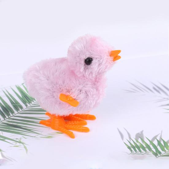 Wind-up Toy Soft Plush Chick Shape Kids Clockwork Toy Creative Cartoon Jumping Toy for Children Teens Adults