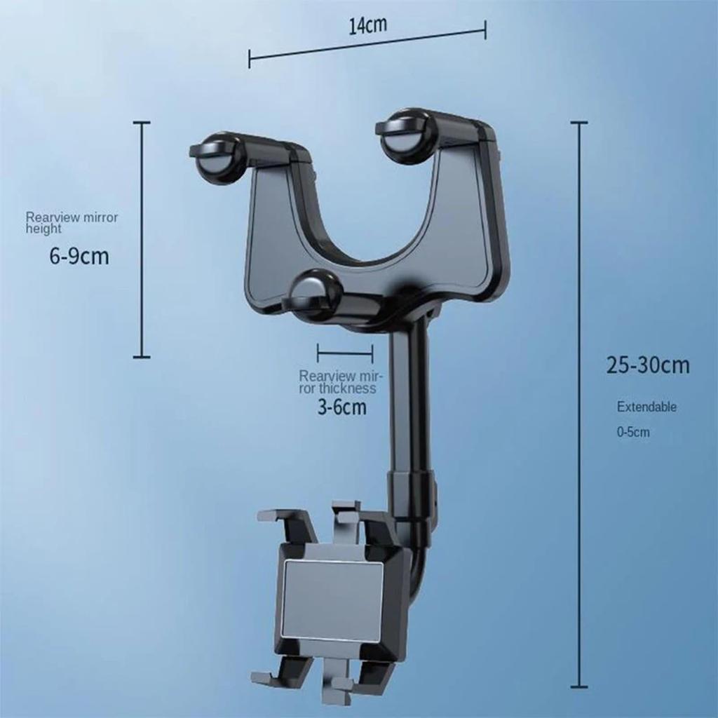 360° Car Rearview Mirror Phone Holder For Car Mount Phone And GPS Rotating Adjustable Telescopic Phone Stand