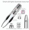 LED-Illuminated Stainless Steel Eyebrow Trimmer with Tweezers and Hair Removal Tool