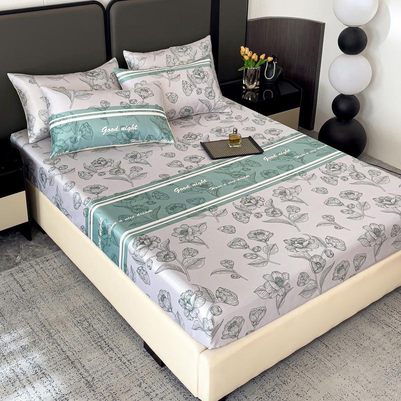 Saltea nouă imprimată din mătase de gheață, covoraș din mătase de gheață, husă protectoare de saltea antiderapantă, covoraș moale pentru aer condiționat de vară, saltea