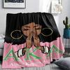 1PC AKA Sorority Print Flannel Blanket, High Quality Comfortable for All Seasons, Home Decor, Warmth and Comfort, Perfect for Christmas Gifts