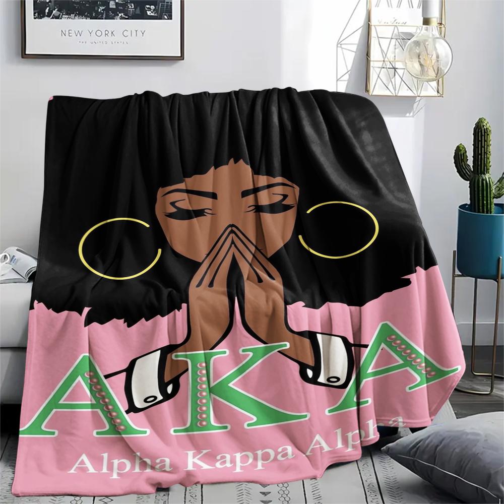 1PC AKA Sorority Print Flannel Blanket, High Quality Comfortable for All Seasons, Home Decor, Warmth and Comfort, Perfect for Christmas Gifts