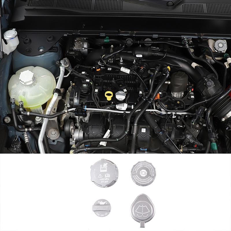For Ford Maverick -2025 Aluminum Silver/Red Car Engine Room Oil Cap Fluid Reservoir Water Tank Cover Car Accessories