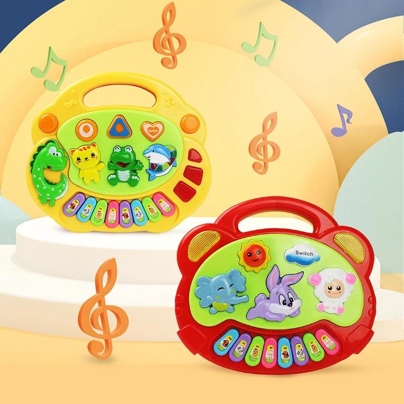 Klaviertastaturspiel für Kinder mit Cartoon-Motiv und Tiergeräuschen, Blinklicht, Musik, Babyinstrument, Musikspielzeug, Lernspielzeug, Kindergeschenke