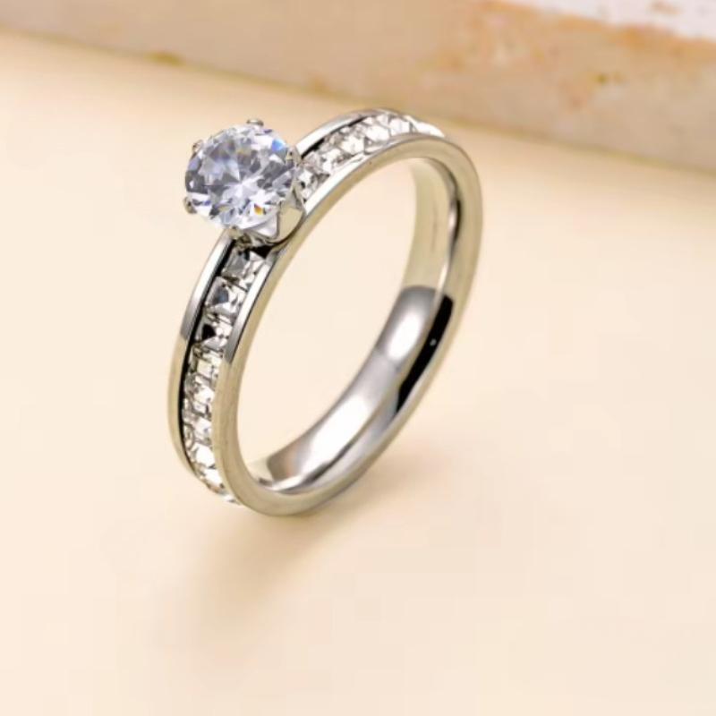 Luxury Stainless Steel Geometric Gold-plated Ring Women's Finger Engagement Wedding Jewelry Fashion Accessories