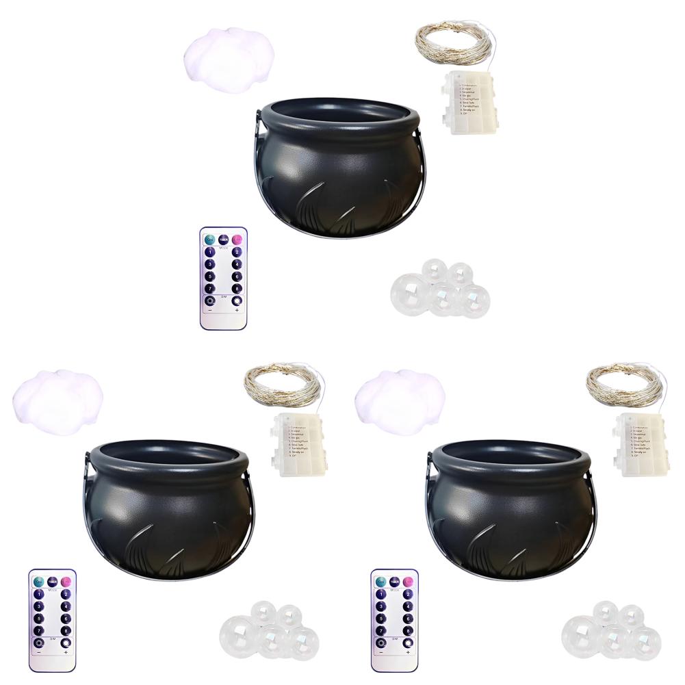 5-1sets Halloween Bubbling Cauldron Set Witch Pot Plastic Bowl for Home Kitchen Room Party Table Halloween Party Decorations