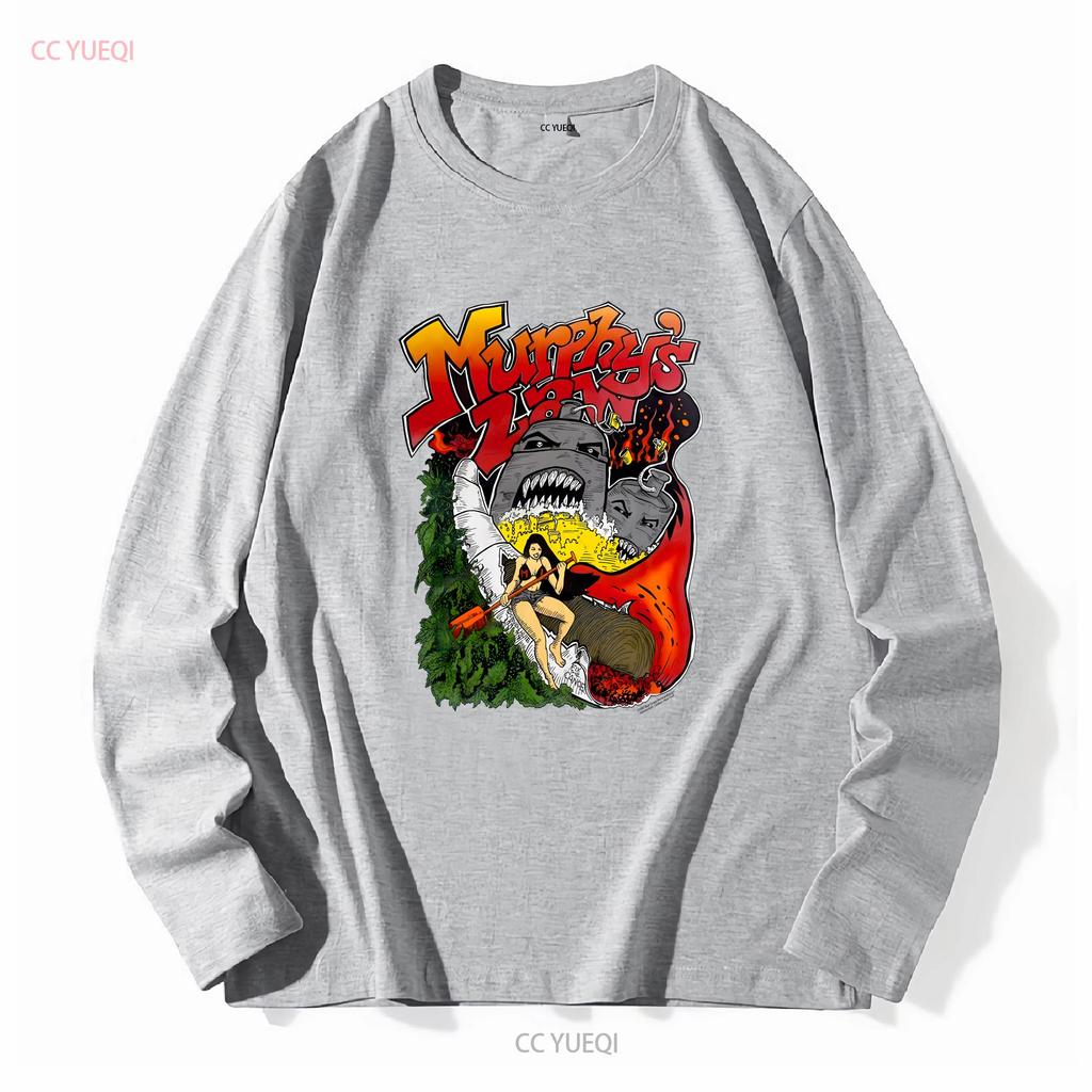 Murphy S Law Graphic Short Sleeve White Shirt Unisex Men Women KTV8646 Vintage Washed Top For Everyday Wear Soft Versatile