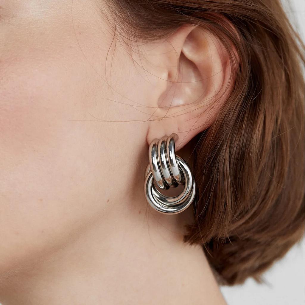 Fashion Multilayer Twist Circle Stud Earring for Women Stainless Steel Gold Silver Mix Color Round Earring Vintage Jewelry Gift