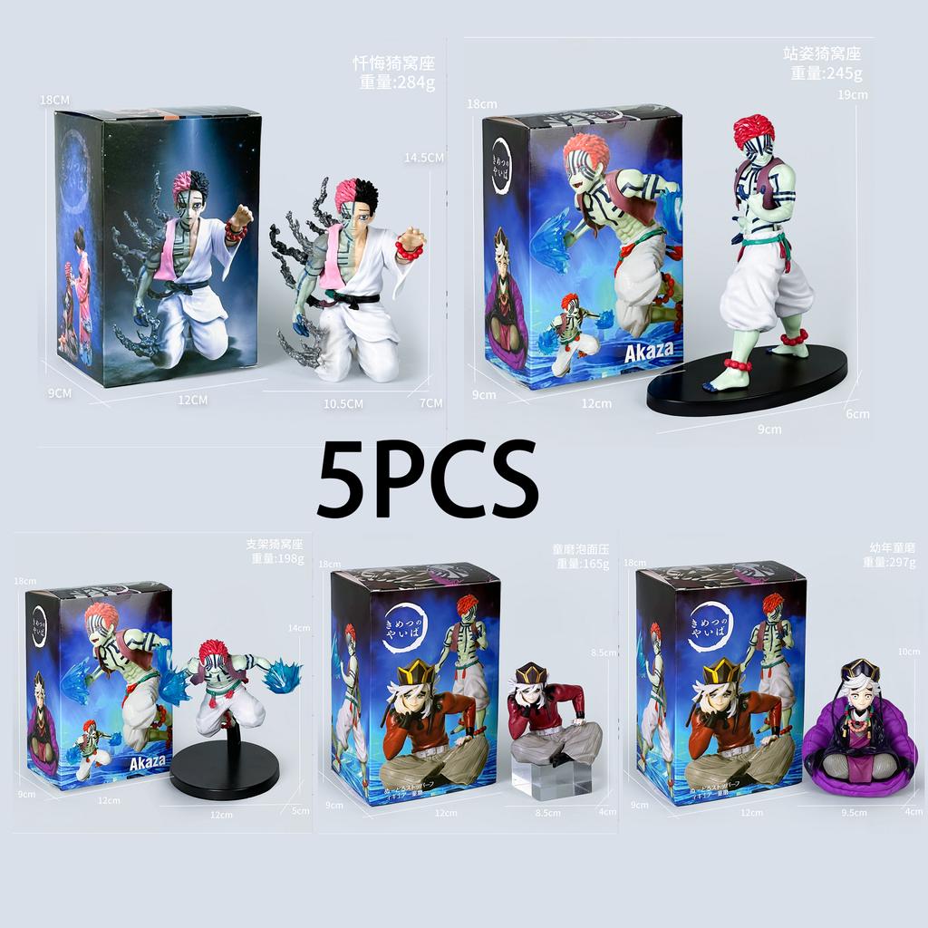 5pcs Anime Figure Demon Slayer Figures Slayer Akaza Doll Figurine Warrior Action Figure Model Toys Anime Model Figure Car Doll