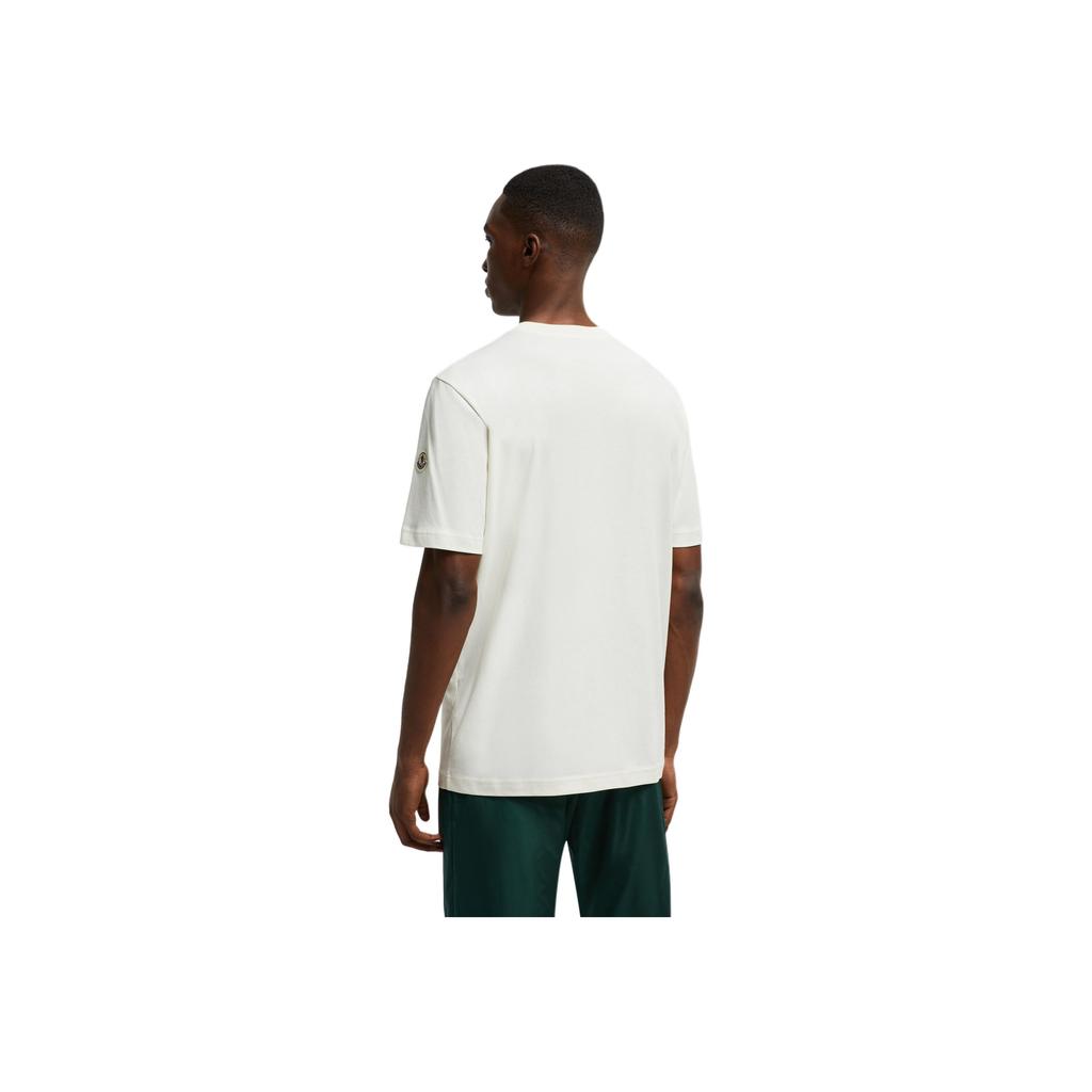 Moncler Letter Jacquard Crew Neck Loose Breathable Short Sleeve T-Shirt Men T-Shirts White K1-091-8C00011-89AJS-034