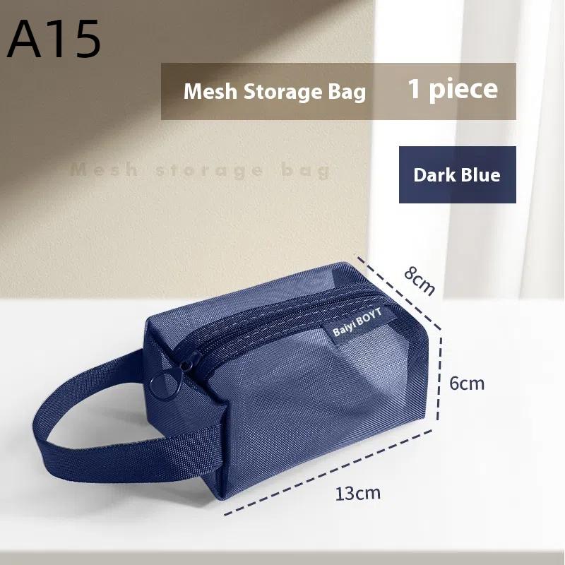 1Pc Portable Mini Zipper Mesh Storage Bag Coin Purse Small Square Mesh Coin Purse Travel Storage Carry Pouch With Zippered