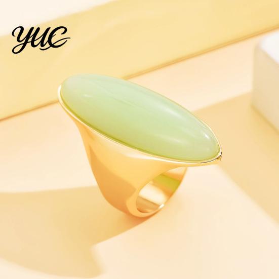 Non Tarnish Rings Statement Ring with Oval Faux Crystal, Vintage Geometric Dainty Ring, Men Women Finger Jewelry for Everyday Wear Parties Casual
