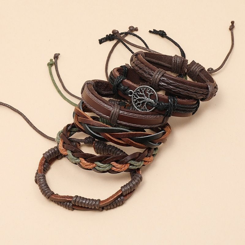 Lucky Tree Woven Bracelet Set Men's Fashion Bracelet Ethnic Style Woven Bracelet Fortune Tree