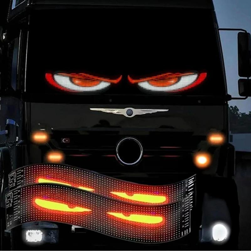 LED Truck Sign Remote Control Scrolling Animation Devil's Eye Flexi Sticker for Car Truck Windshield Stickers LED Display Light