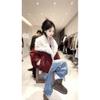 Damen Winter Set im Koreanischen Stil, lockere Passform: Schlankmachender Flauschiger Revers Warmer Baumwolljackenmantel