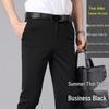 Men's Slim Fit Straight Leg Business Casual Pants - Summer Thin, Elastic, Good Drape Suit Trousers