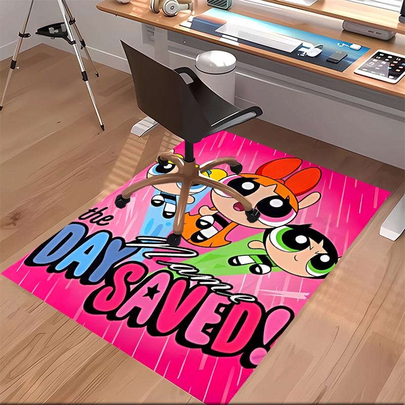 Individuelle Personalisierung The Powerpuff Girls Teppich - Weich, Waschbar, Rutschfest, Indoor-Matte, Wohnzimmer, Heim & Büro Dekorativer Teppich