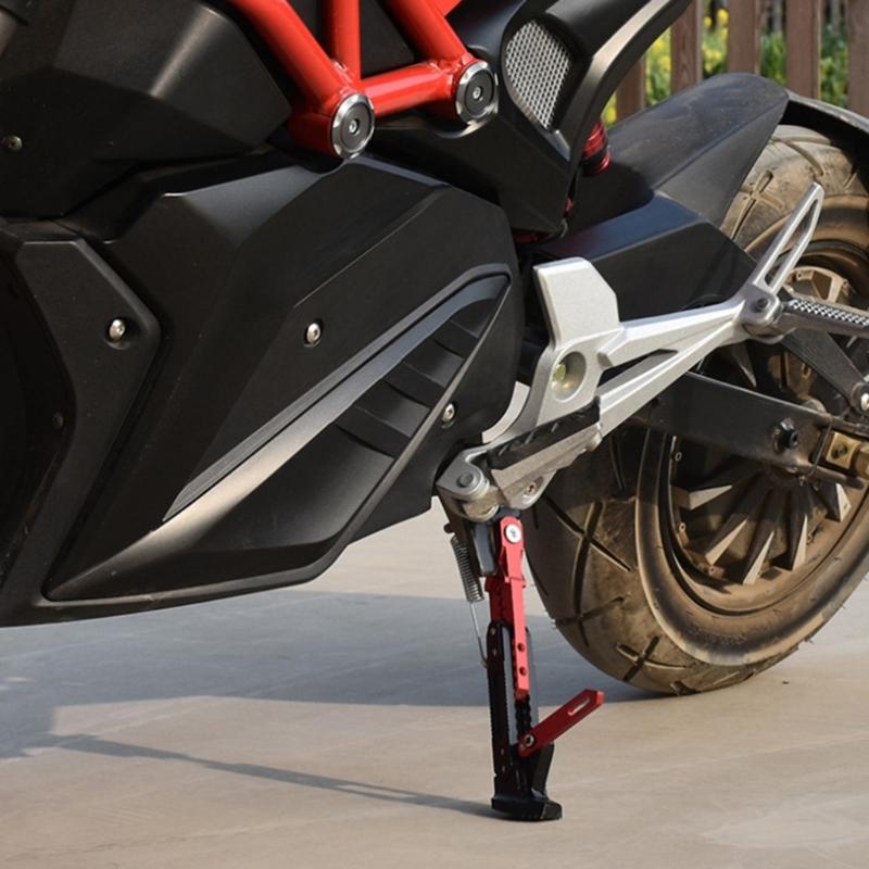 Motorcycle Extendable Stand Holder E-Bike Scooter Replacement Kickstand Adjustable Foot Side with Spring and Screws