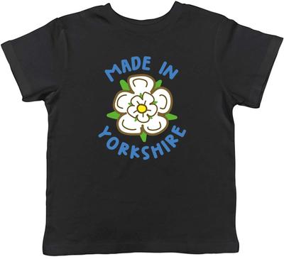 Made In Yorkshire Kids Boys Baby Children T-shirt White Rose of York Childrens Boys Girls Gift