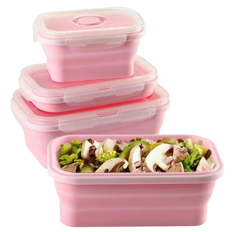 Portable Colorful Folding Food Container Lunch Box, 4 Pcs, 350/500/800/1200ml, Eco - Friendly