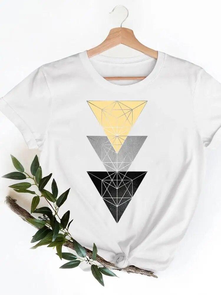 Short Sleeve Ladies Print T-shirts Geometric Spring  Clothing Women T Clothes Summer Casual Fashion Female Graphic Tee