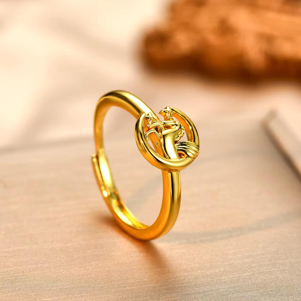 2026 Zodiac Galloping Horse Gold Open Ring - Elegant Gift for Her Adjustable Open