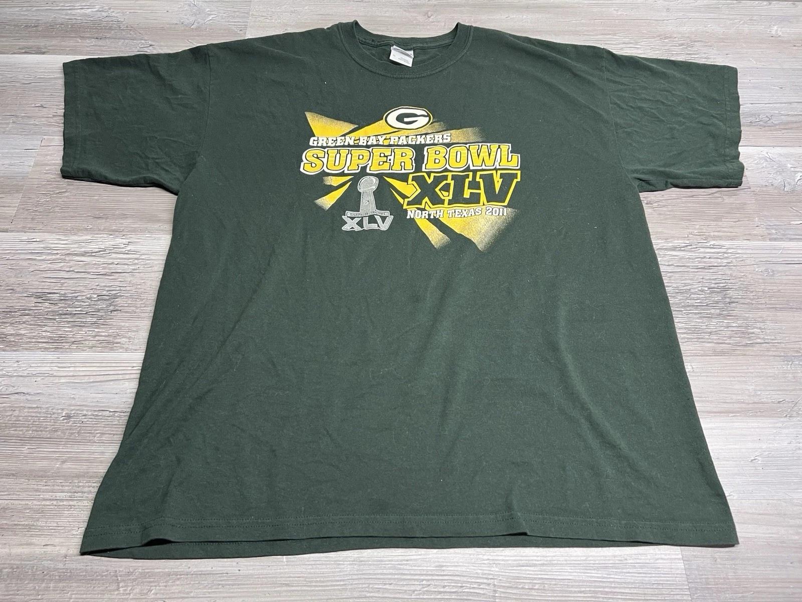 

2011 Super Bowl Green Bay Packers Mens Sz XL T-Shirt Green Short Sleeve NFL Tee 2XL