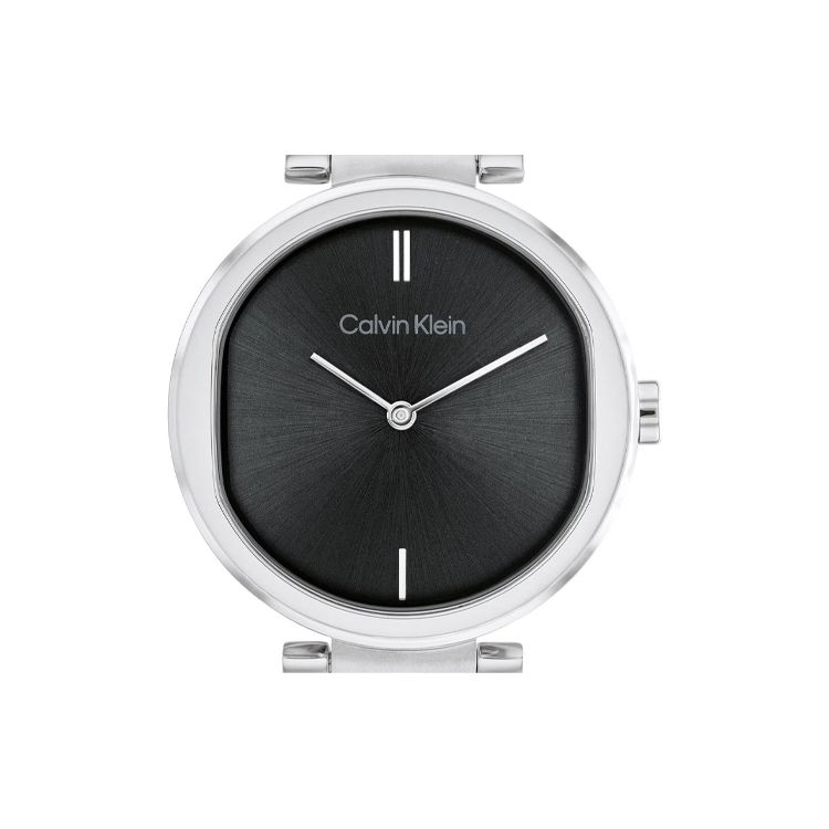 Calvin Klein Elegant Two-Tone Stainless Steel Watch Fashion Quartz Movement Steel Band 36 Black Dial 30M Water Resistant Women watches 25200249