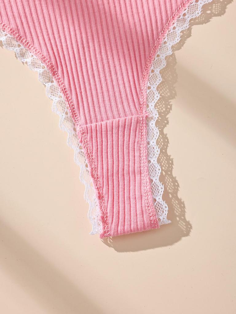 7Pcs/Pack Women Thongs Panties Cotton Sexy Lace Underwear Tanga Solid Pants Plus Size Underpants G-Strings Female Lingerie Size S-XL
