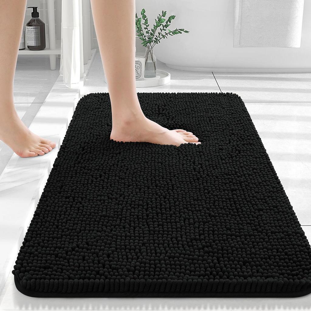 Homaxy Chenille Plain Hairy TPR Material Door Mat Indoor Non Slip Door Mat Dirt Trap Absorbent Mat Absorbs Water Bathroom Mat
