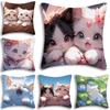 Kawaii Kreslený Roztomilá Kočka Herní Potahy na Polštáře Kreslený Dekorativní Potah na Polštář pro Domácí Pohovku s Potiskem Roztomilý Potah na Polštář