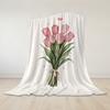 Blush Tulp Boeket Flanellen Deken Warm Zacht Halloween Kerst Bank Warm Gezellig Decoratief Decor Cadeau voor Elk Seizoen