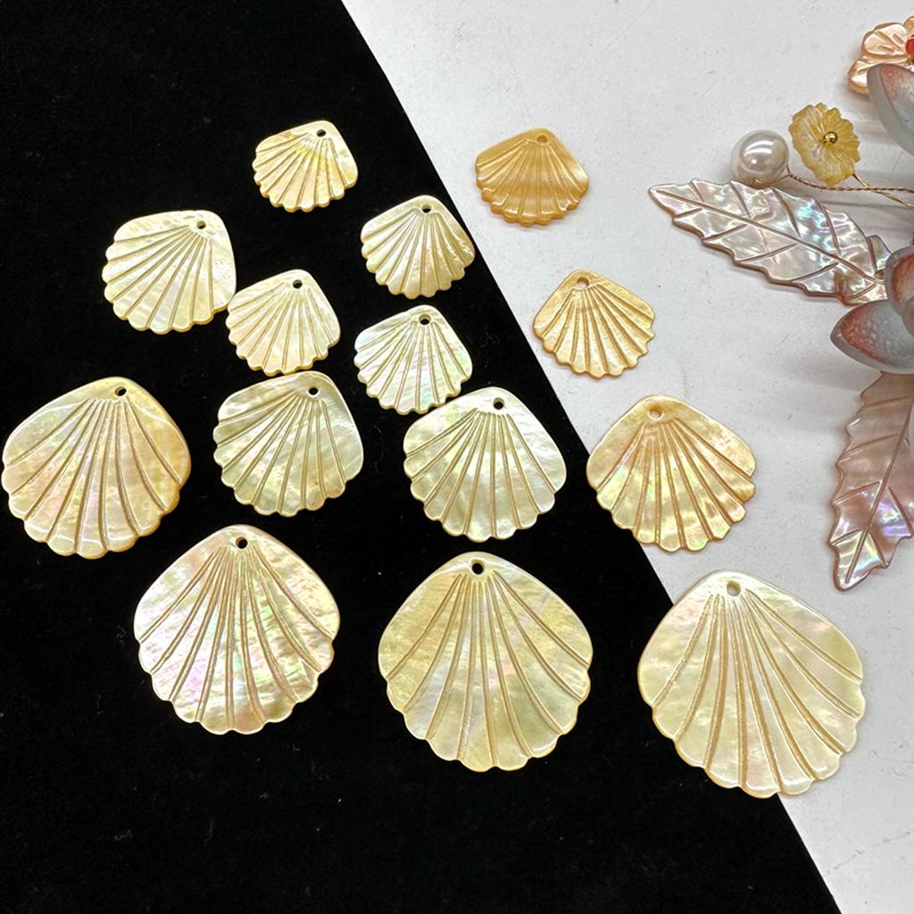 10Pcs, Boho Natural Shell Pendant With Hole, Handmade Sector Charms for Jewelry Making DIY Necklace Accessories
