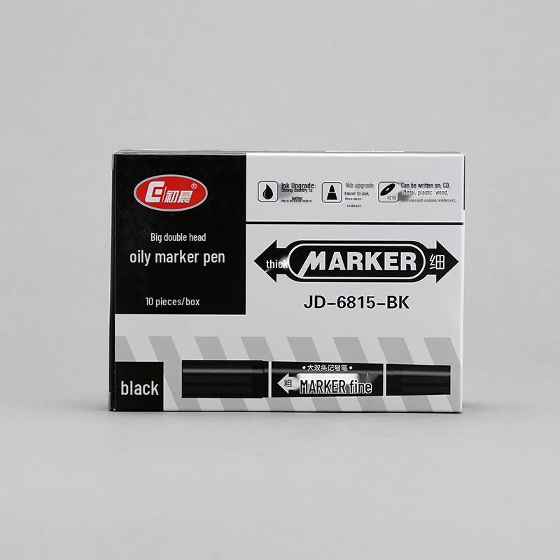 Oil-Based Quick-Dry Double-Ended Art Marker with Large Capacity - Black Outliner Pen Customizable