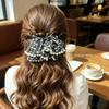 French Retro Floral Pearl Bow Chiffon Hair Clip
