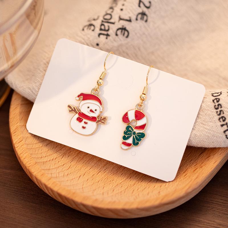 Santa Claus & Gingerbread Man Christmas Hat Earrings – European & American Style Festive Fashion for Women