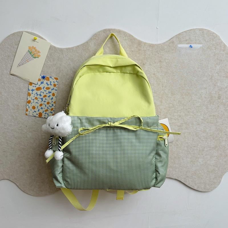 

Школьный рюкзак с бантом для девочки, универсальный, японский, для учеников средней школы и студентов колледжа, дорожный рюкзак, большая вместимость, клетчатый рюкзак single package