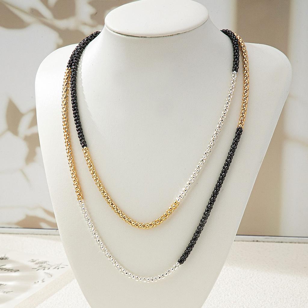 Temperament Color Matching Simple Long Necklace Can Be Stacked Winter Clothing Accessories Trinkets Sweater Chain