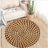Tappeto Rotondo in Rattan Intrecciato Stile Boho Naturale Tappeto in Flanella per Soggiorno Camera da Letto Spazio Yoga Meditazione Eco-Friendly Casa